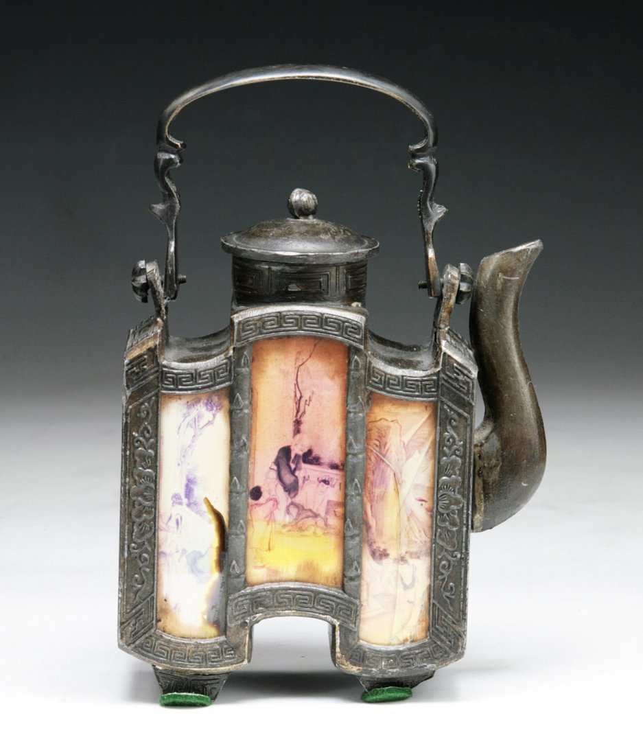 A Chinese Antique Tin Teapot: A Chinese Antique Tin Teapot: Circa 1900; Size: H: 7-3/4"