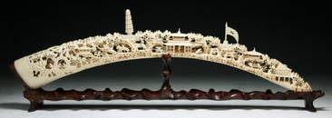 A Fine Chinese Antique Carved Ivory Bridge
