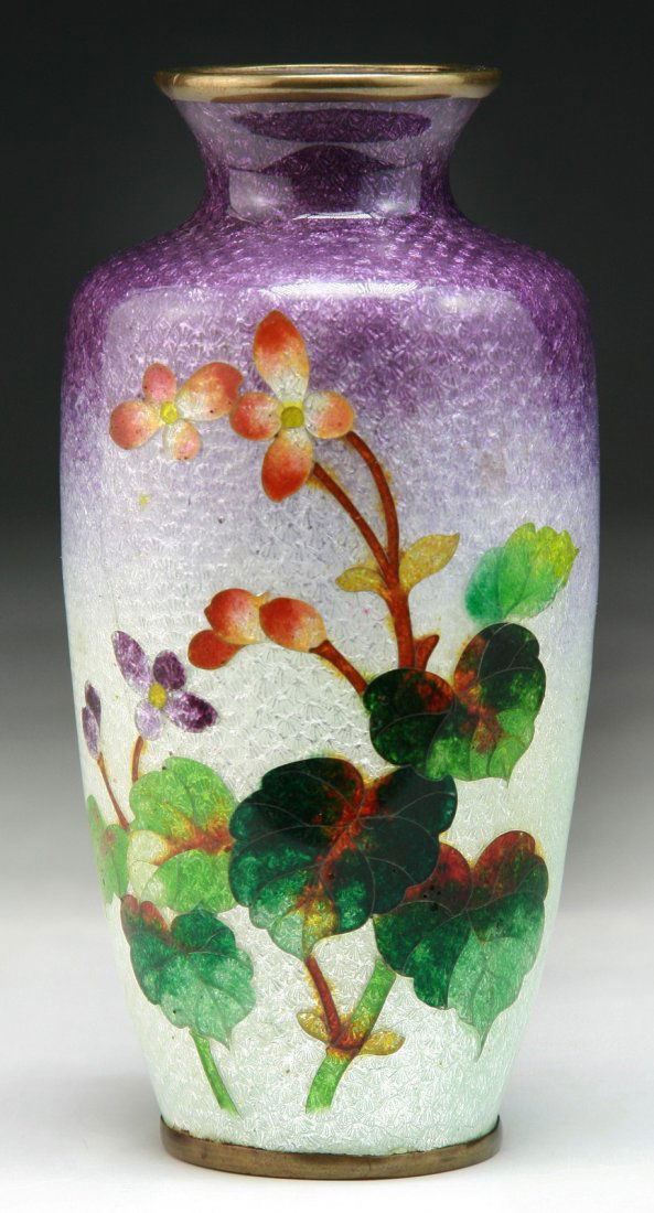 A Japanese Antique Silver Ando Cloisonne Vase: A Japanese Antique Silver Ando Cloisonne Vase: of 19th Century; Size: H: 5"