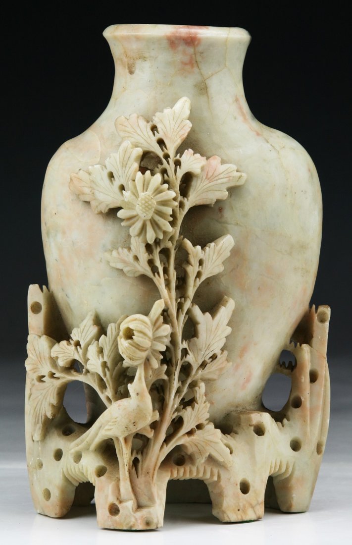 A Chinese Shoushan Soapstone Carving: A Chinese Shoushan Soapstone Carving; Size: H: 8-1/4"