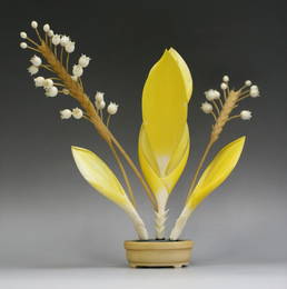 Polychrome Ivory Okimono; Flower And Branches