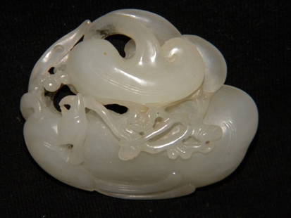 Fine Chinese Antique 18th C. Hetian White Jade Boulder: Fine Chinese Antique 18th C. Hetian White Jade Boulder; Size: L: 1-3/4"