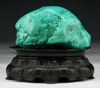 Natural Turquoise Rock On Stand: Natural Turquoise Rock On Stand; Size: L: 5" (stone)