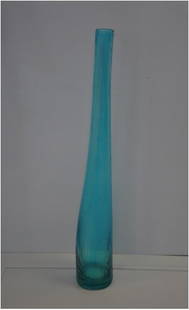 Blue Vase: Designer: Kim Courtney Blue Vase 100% Recycled Blue glass Vase, 23 1/2"H 3 1/2" W Item Number: KC/P2-196