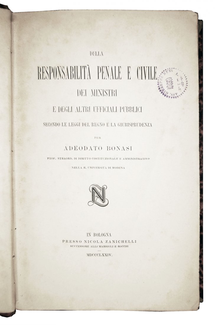 [Legal Liability] Bonasi, Responsabilità Ministri, 1877 (1 of 4)