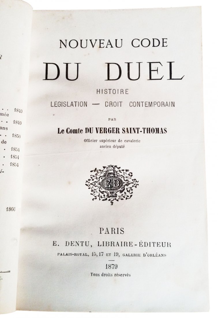 [Duel] Verger, Nouveau code du duel, 1879 (1 of 2)