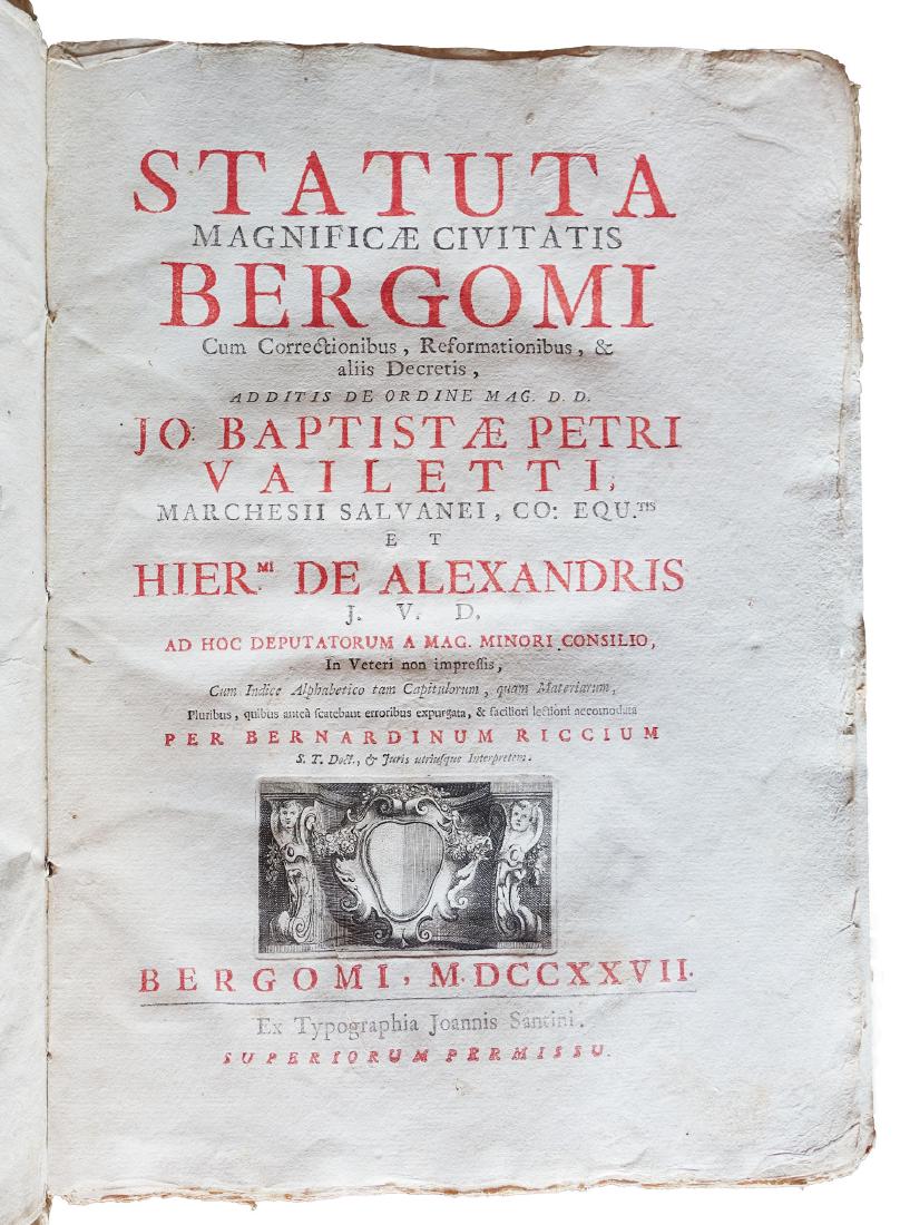 [Bergamo] Ricci, Statuta civitatis Bergomi, 1727 (1 of 3)