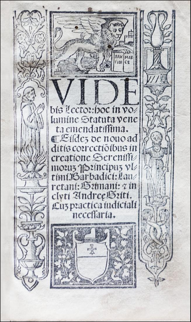 [Venice] Statuta Veneta, 1537 (1 of 4)