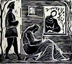 (Riva) Cavalca, Sant'Abraam Romito, 1986: ILLUSTRATED BY STOPPA FOR CENTO AMICI DEL LIBRO Cavalca, Domenico. Sant'Abraam Romito e la Nipote Maria. Verona, Franco Riva for M. Bonafina and Cento Amici del Libro, 1986. Folio (20,5x29), original 