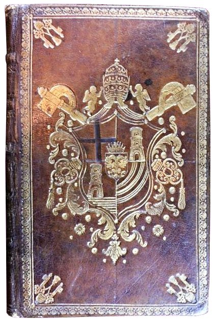 [Incunable, Papal Binding] Chevrier, Oratio, 1485: SCARCE INCUNABLE PRINTED IN ROME: THE POPE CLEMENT XIII COPY [Incunable, Papal binding, Embassy] Chevrier, Philippe. Oratio ad Innocentium VIII. [Rome: Bartholomaeus Guldinbeck, after 4 Feb. 1485]. 4t