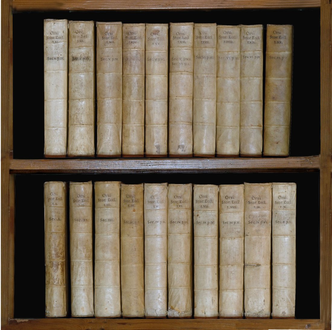 [History of the Church] Orsi, 1747-62, 21 volumes: FUNDAMENTAL ORSI'S HISTORY OF THE CHURCH, 21 VOLUMES [History of the Church] Orsi, Giuseppe Agostino. Della istoria ecclesiastica descritta da F. Giuseppe Agostino Orsi dell’ordine de’ predicatori