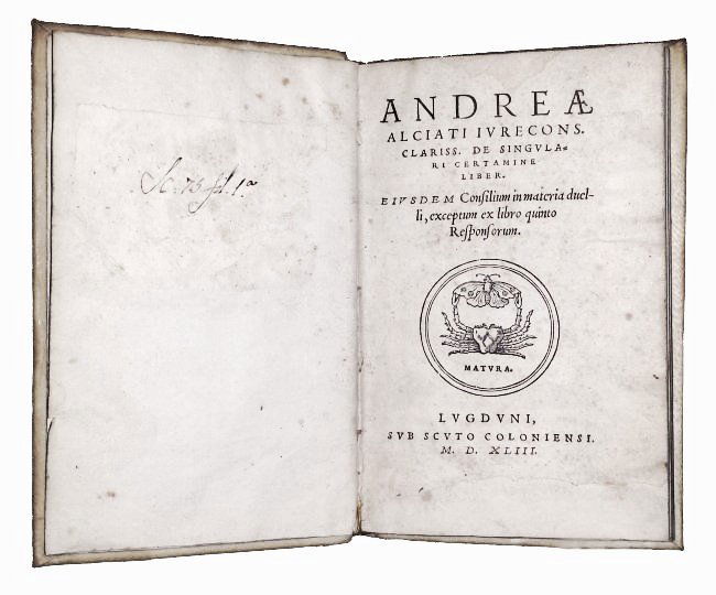 [Laws on Duel] Alciati, De certamine, 1543 (1 of 10)