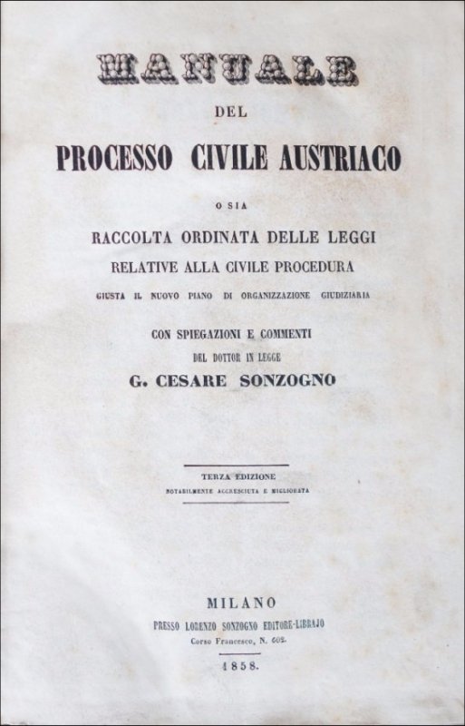 [Austria, Lawsuits] Sonzogno, Processo Austriaco, 1858 (1 of 8)