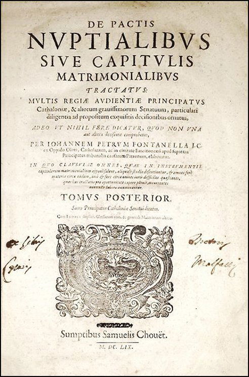 [Marriage Laws, Catalonia, Spain] Fontanella, 1669 (1 of 5)