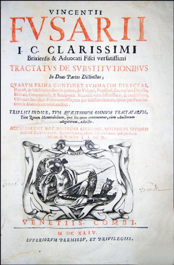 [Roman Law, Inheritance Law] Fusari, 1644 (1 of 5)