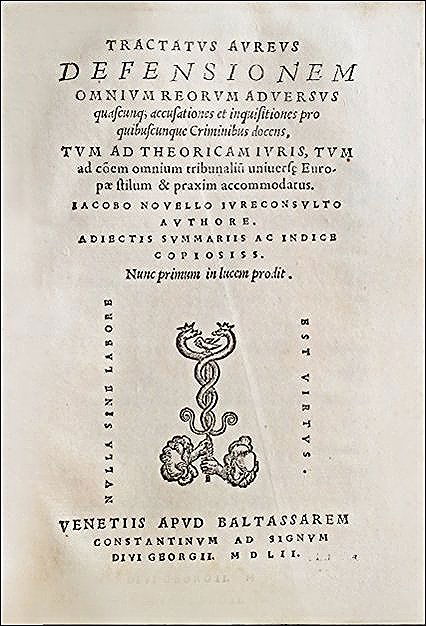 [Criminal Law] Novelli, Tractatus Aureus 1552 NOT IN US (1 of 4)