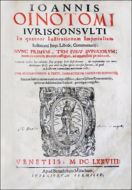 [Civil Law, Commentary] Oinotomus 1678 (1 of 6)