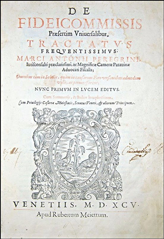 [Inheritance Law] Pellegrini, De fideicommissis, 1595 (1 of 4)