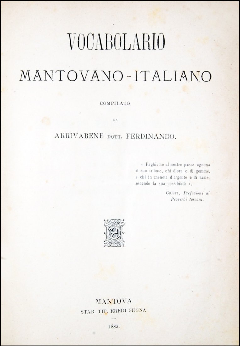 [Dictionaries, Mantua] Arrivabene, 1882 (1 of 5)