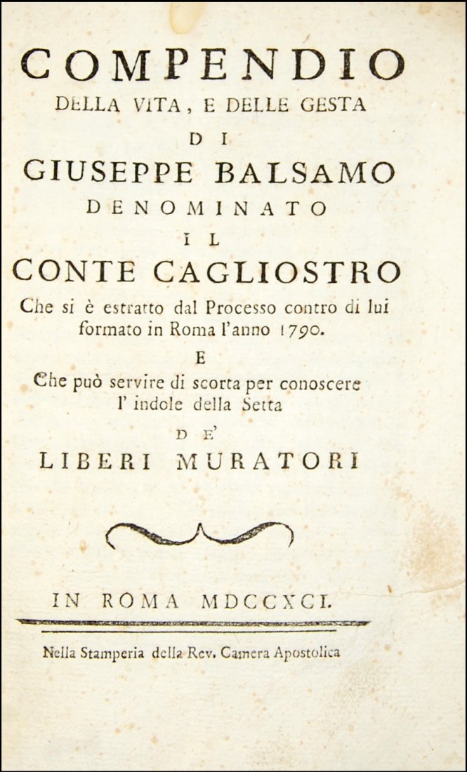 [Freemasonry] Barberi, Conte di Cagliostro, 1791 (1 of 5)