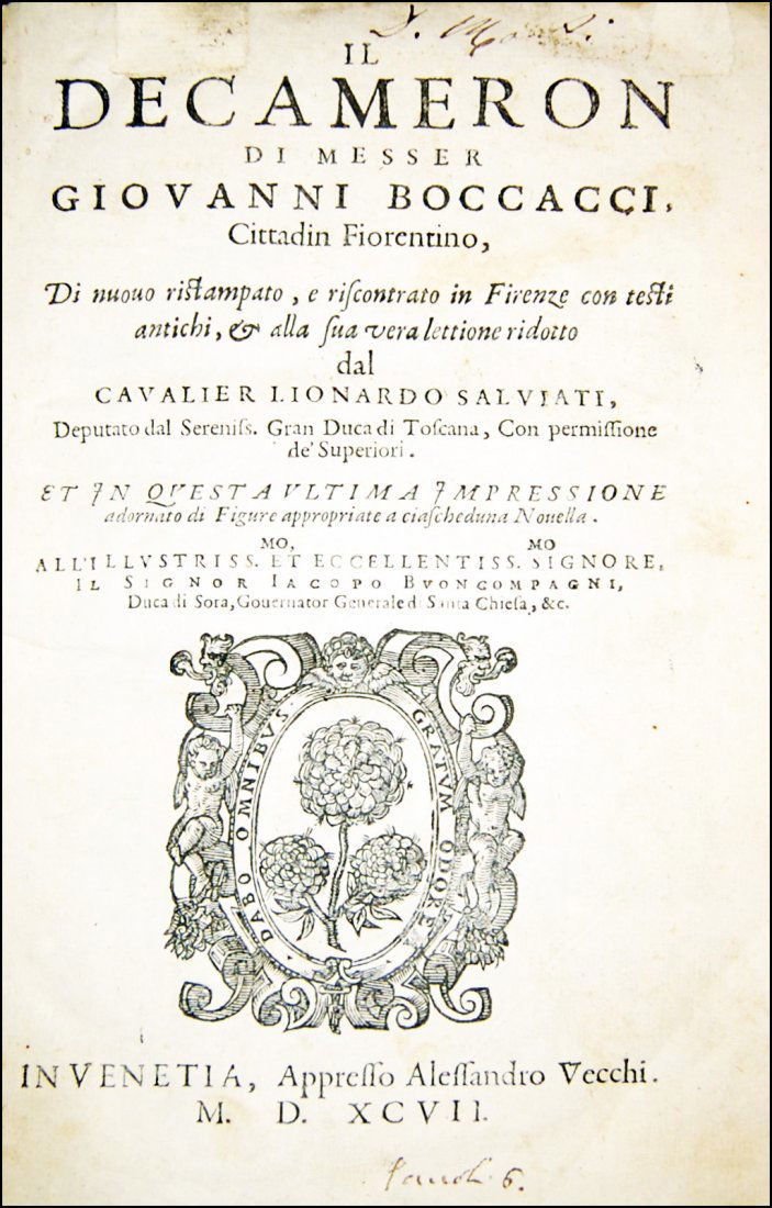 [Novellas] Boccaccio, Decameron, 1597-1799, 2 works (1 of 10)
