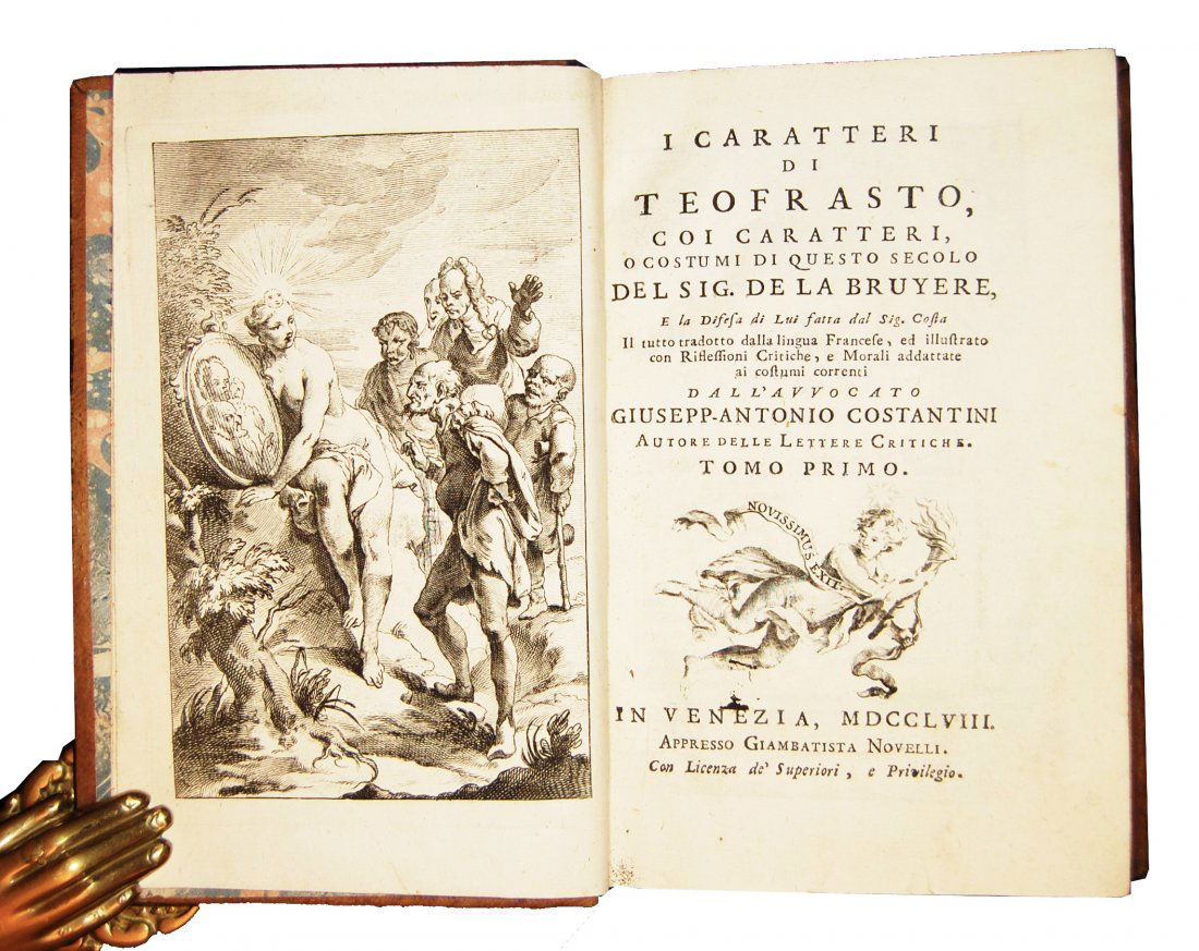 [Ethics] Bruyere, Caratteri di Teofrasto, 1758, 3 vols (1 of 10)