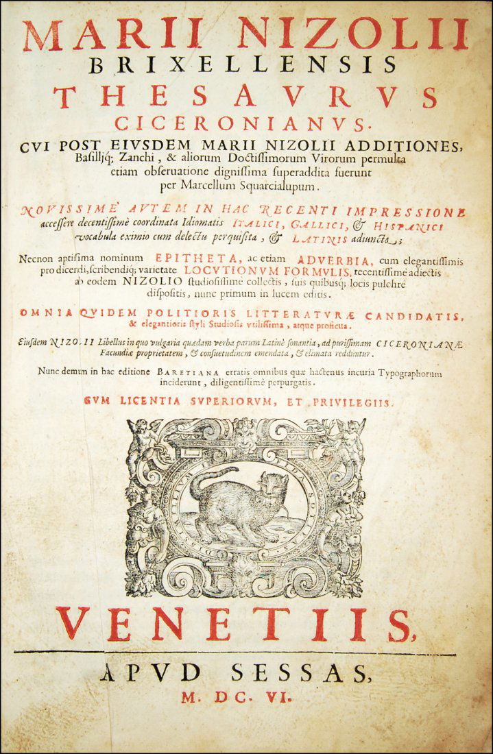 [Dictionaries] Nizzoli, Thesaurus Ciceronianus, 1606 (1 of 6)