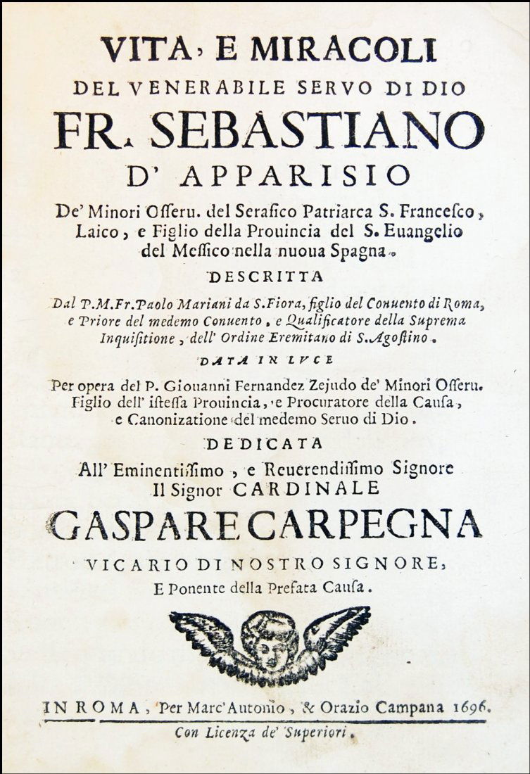 [Saints, Lives, Sebastian de Aparicio] Mariani, 1696 (1 of 6)