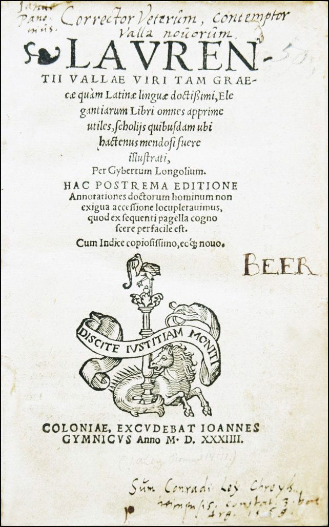 [Latin language, Binding] Valla, Elegantiae, 1534 (1 of 8)