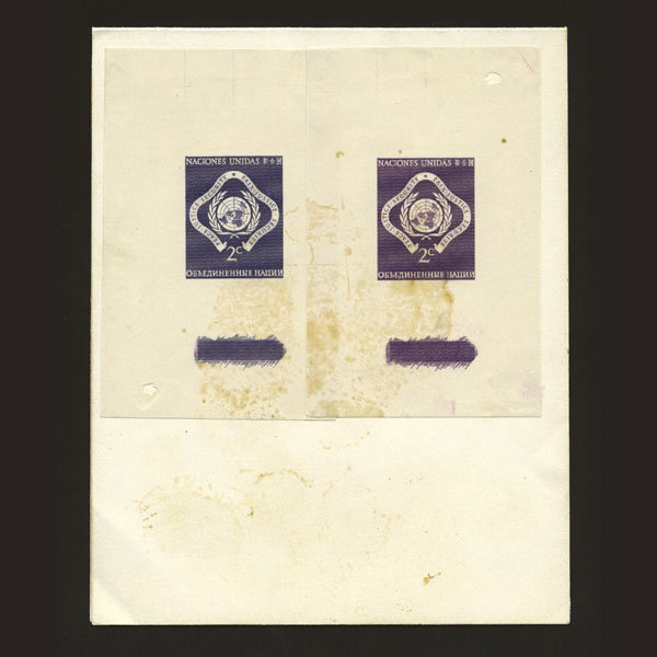 UN 2c Emblem Trial Color Proofs Purple