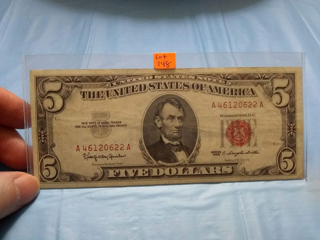 1963 $5 Red Seal Note: A 46120622 A (1 of 2)
