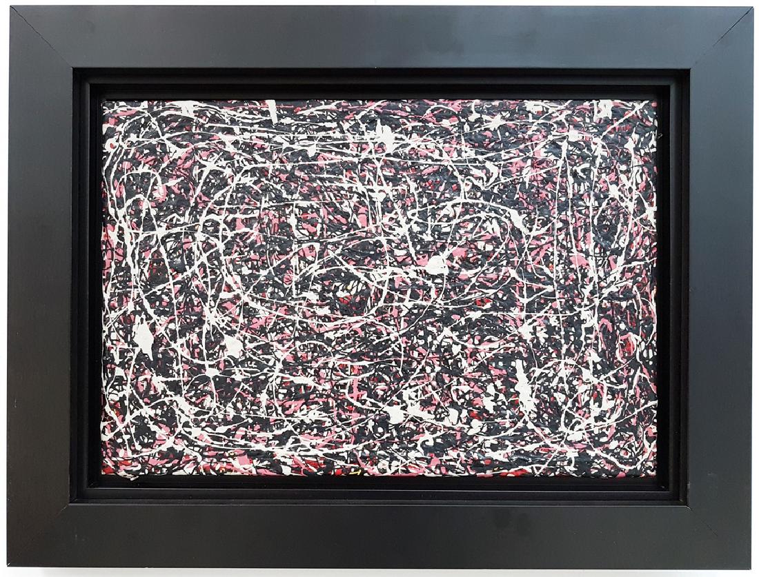 OIL ON CANVAS: MANNER OF Jackson POLLOCK OIL ON CANVAS (Attrib.) 14" X 20.50"