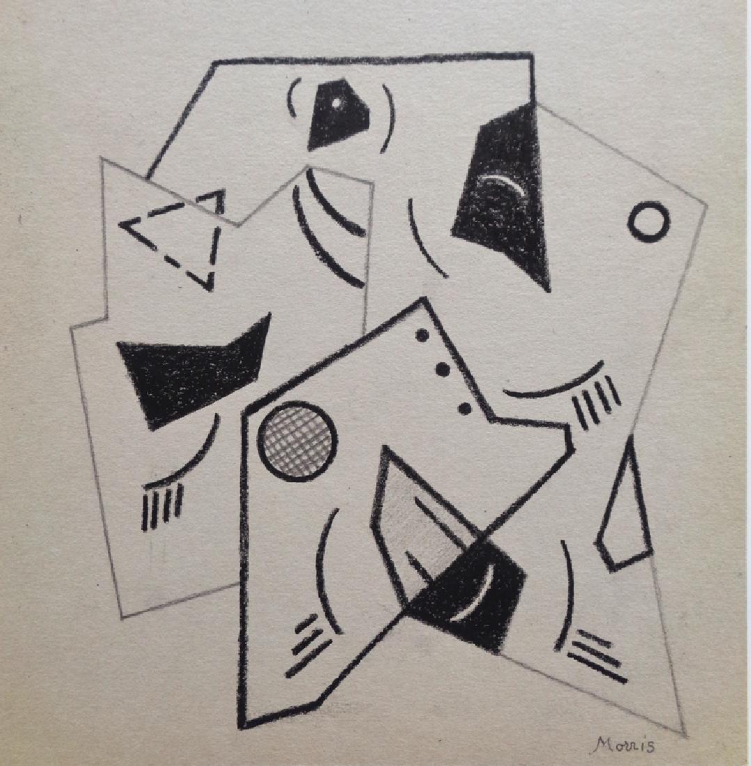 ROBERT MORRIS PENCIL ON PAPER WITH CERTIFICATE: 7'' X 6.75" WITH CERTIFICATE OF ATTRIBUTION