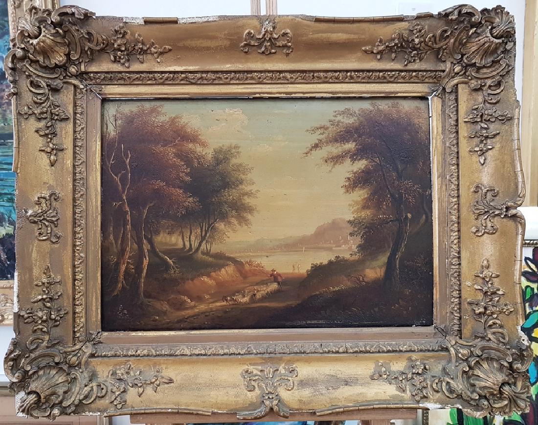 ANTIQUE UNSIGNED OIL ON WOOD PANEL (1 of 3)