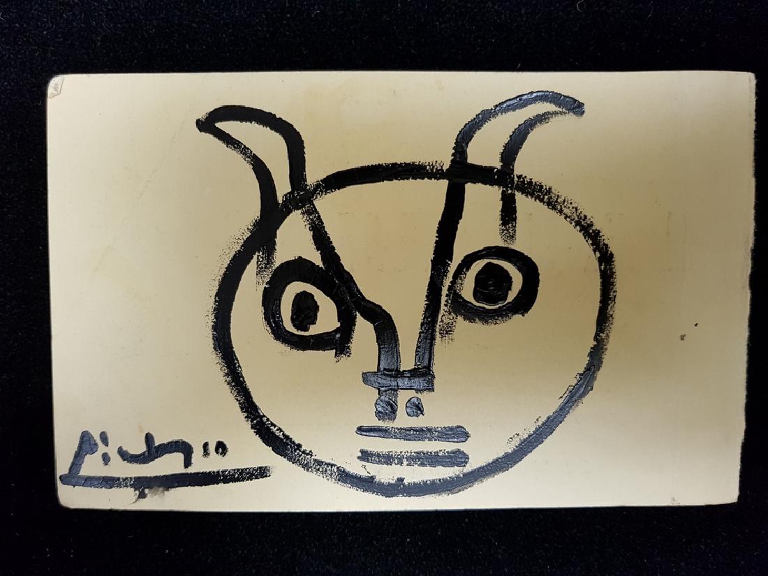 PICASSO OIL ON VINTAGE POSTCARD (1 of 2)