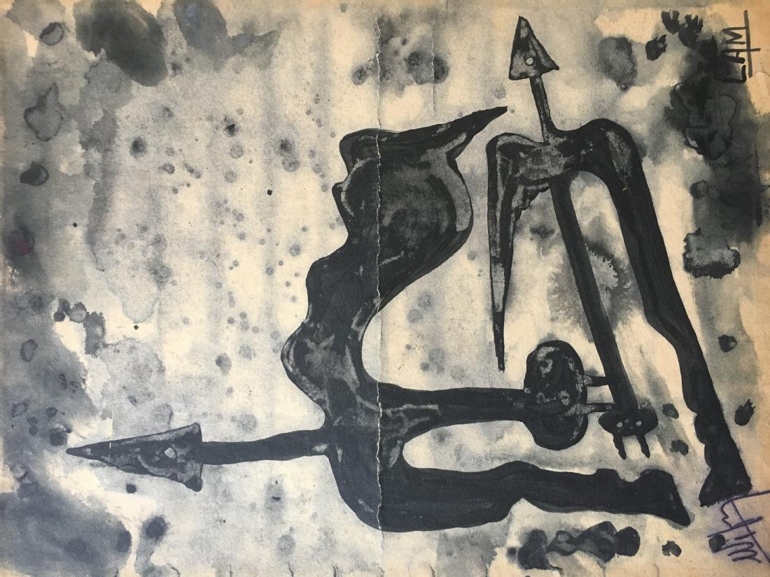 LAM SIGNED WORK CUBA: MIX MEDIA ON PAPER 11 X 8 INCHES