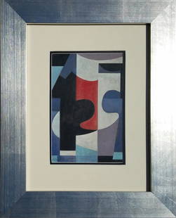 GOUACHE & INK ON PAPER Ben Nicholson: GOUACHE & INK ON PAPER ATTRIBUTED TO Ben Nicholson 10 5/8" X 7"