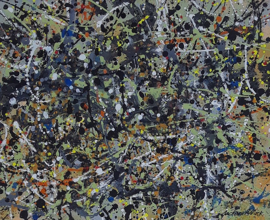 MIXED MEDIA ON MASONITE SIGNED JACKSON POLLOCK (1 of 1)