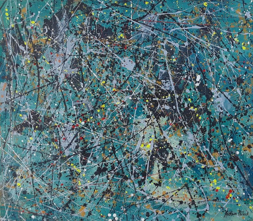 MIXED MEDIA ON MASONITE SIGNED JACKSON POLLOCK (1 of 1)