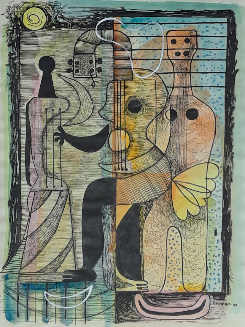 MARIO CARRENO WATERCOLOR AND INK ON PAPER (1 of 1)