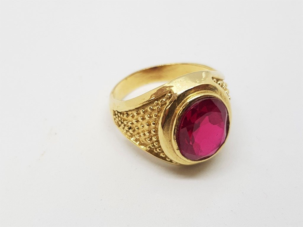 14K YELLOW GOLD MENS RUBY RING (1 of 1)