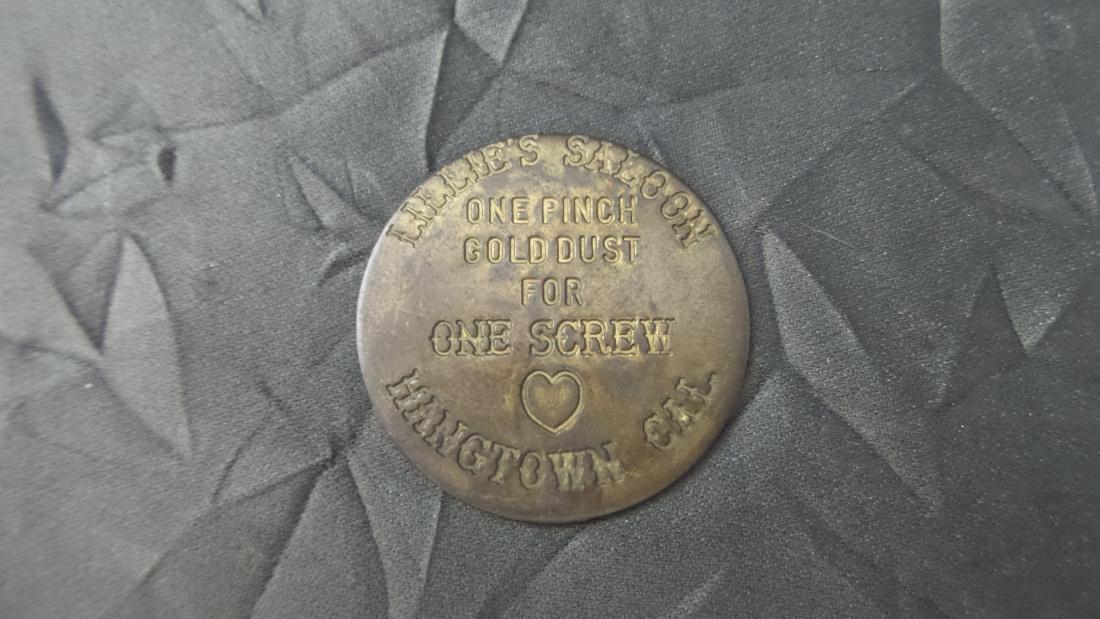 Vintage Brass Brothel Token "Lillie's Saloon - Hangtown: Vintage Brass Brothel Token "Lillie's Saloon - Hangtown Cal."