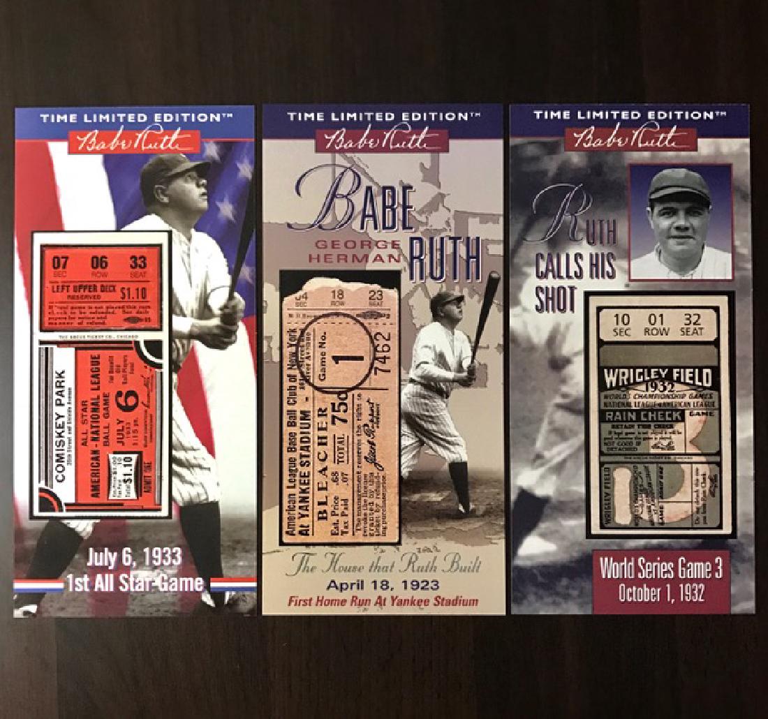 Lot of 3 BABE RUTH Milestone Baseball Game Tickets: Limited Edition Commemorative Tickets