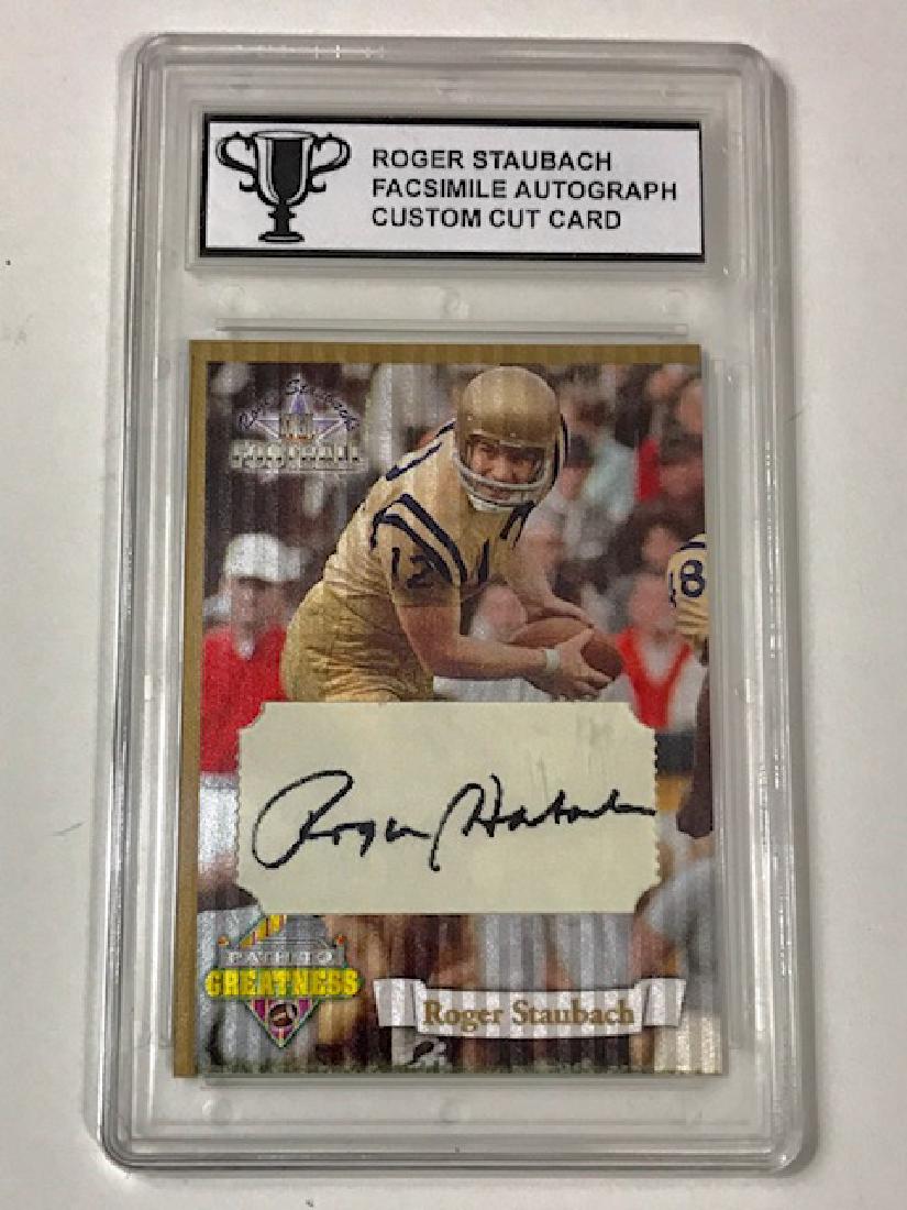 ROGER STAUBACH Custom Cut Signed Football Card: Gem 10 - Facsimile Autographed Baseball Card