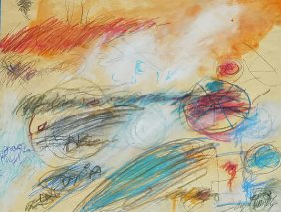 MIXED MEDIA ON PAPER SIGNED CY TWOMBLY: MIXED MEDIA ON PAPER SIGNED CY TWOMBLY 10" X 13"