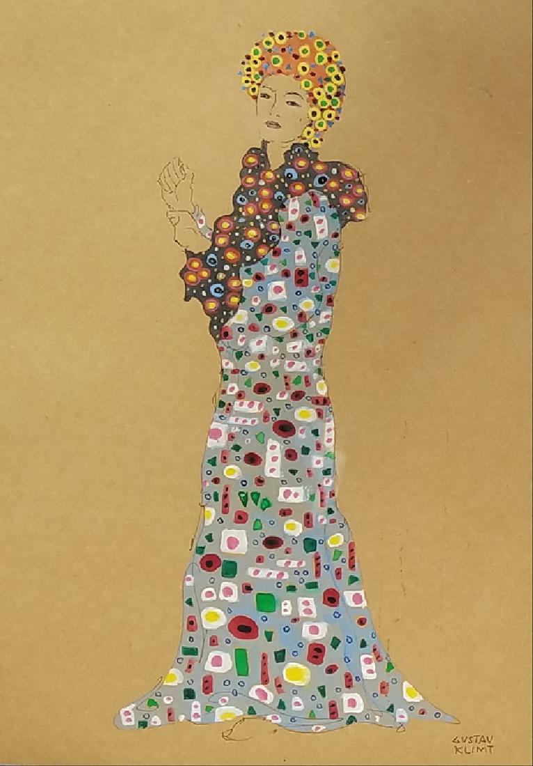 WATERCOLOR AND INK ON PAPER SIGNED GUSTAV KLIMT (1 of 1)