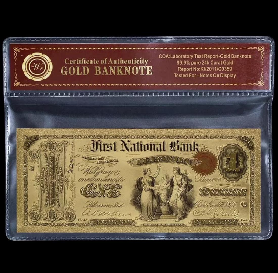 1875 – 24k Gold $1 - U.S. Banknote Currency Bill (1 of 2)