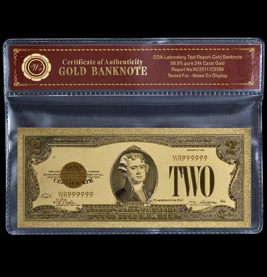 1928 Lab Tested $2 Gold Certificate Banknote: 24k Gold Plate Tested for Bank Notes on Display Great Piece - See all Photos