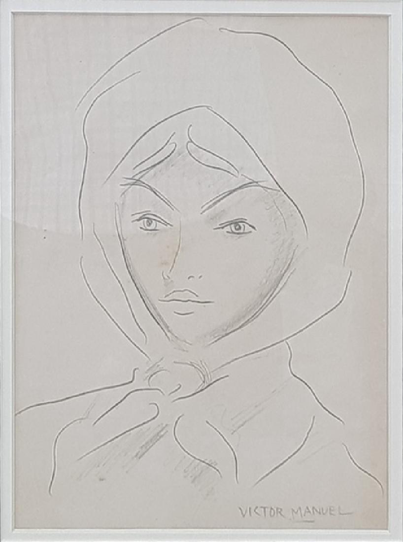 VICTOR MANUEL PENCIL ON PAPER: 11.50" X 8.50"