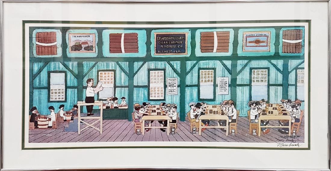 Mario Sanchez Signed Color Litograph: 11.5" x 27" Private Collection Excellent Condition